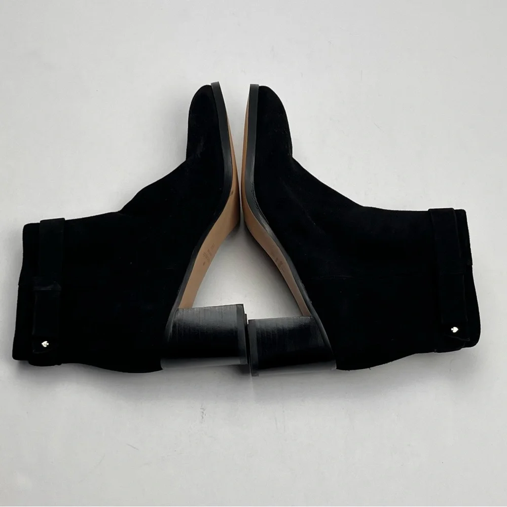 Kate‎ Spade Madelaine Womens Size 6B 6 Black Leather Suede Heeled Bootie Strap